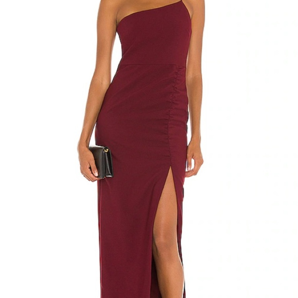 Likely One-Shoulder Wine Dress